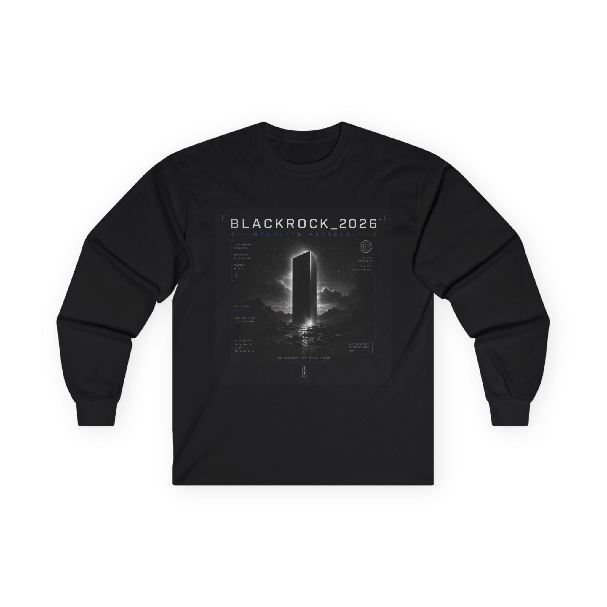 Blackrock 2028 Long Sleeve Tee — 'Blackrock Was Right' Sci‑Fi Graphic Shirt